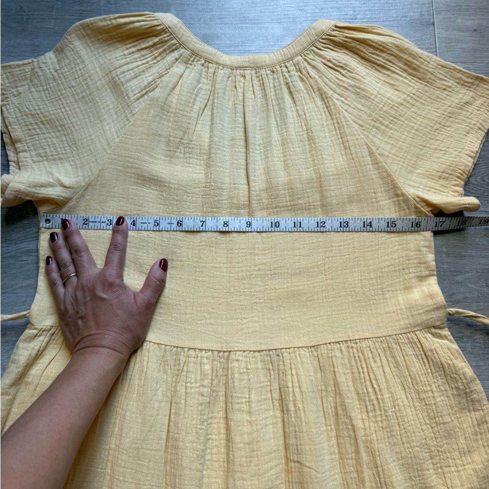 Pact Coastal Gauze Organic Cotton Breezy Back Tie Short Sleeves Yellow Dress XXS - Picture 11 of 12